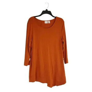 {Chico's} Size 2 Women's Blouse Zenergy by Chico's Long Sleeve Rust Orange Brown